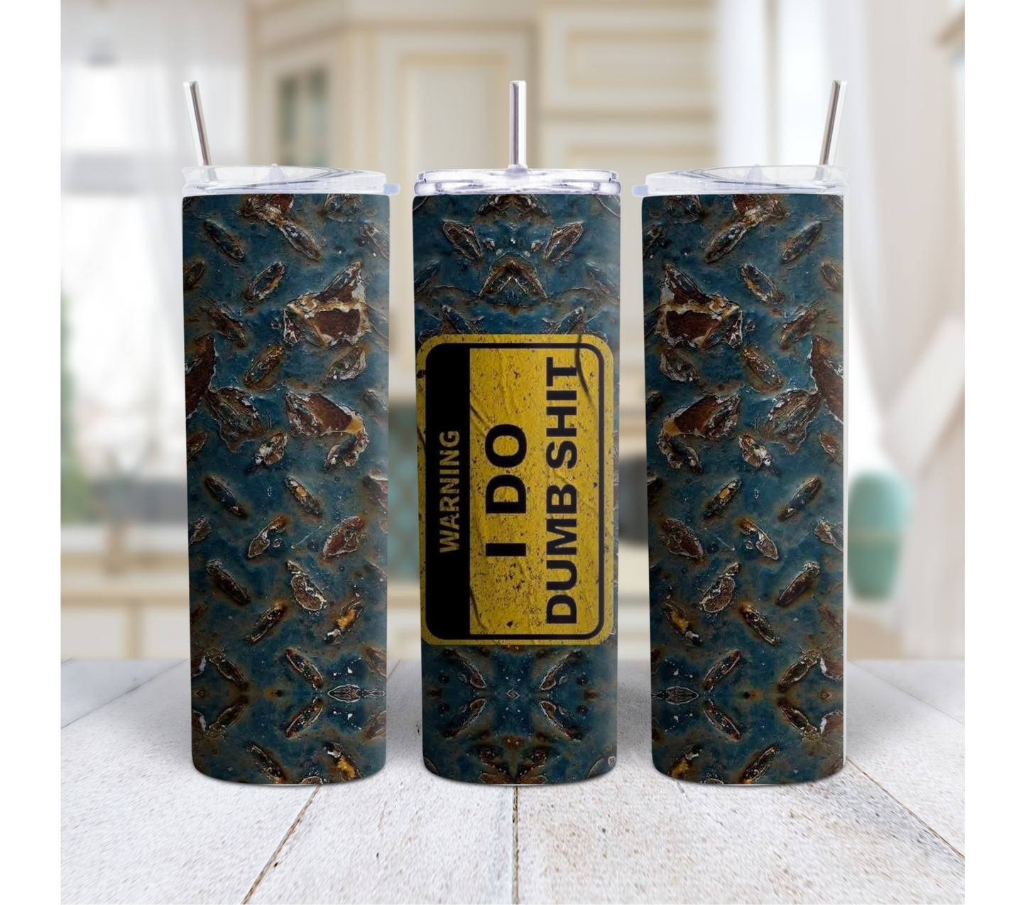 Funny “Warning: I Do Dumb Sh*t” 20oz Stainless Steel Tumbler