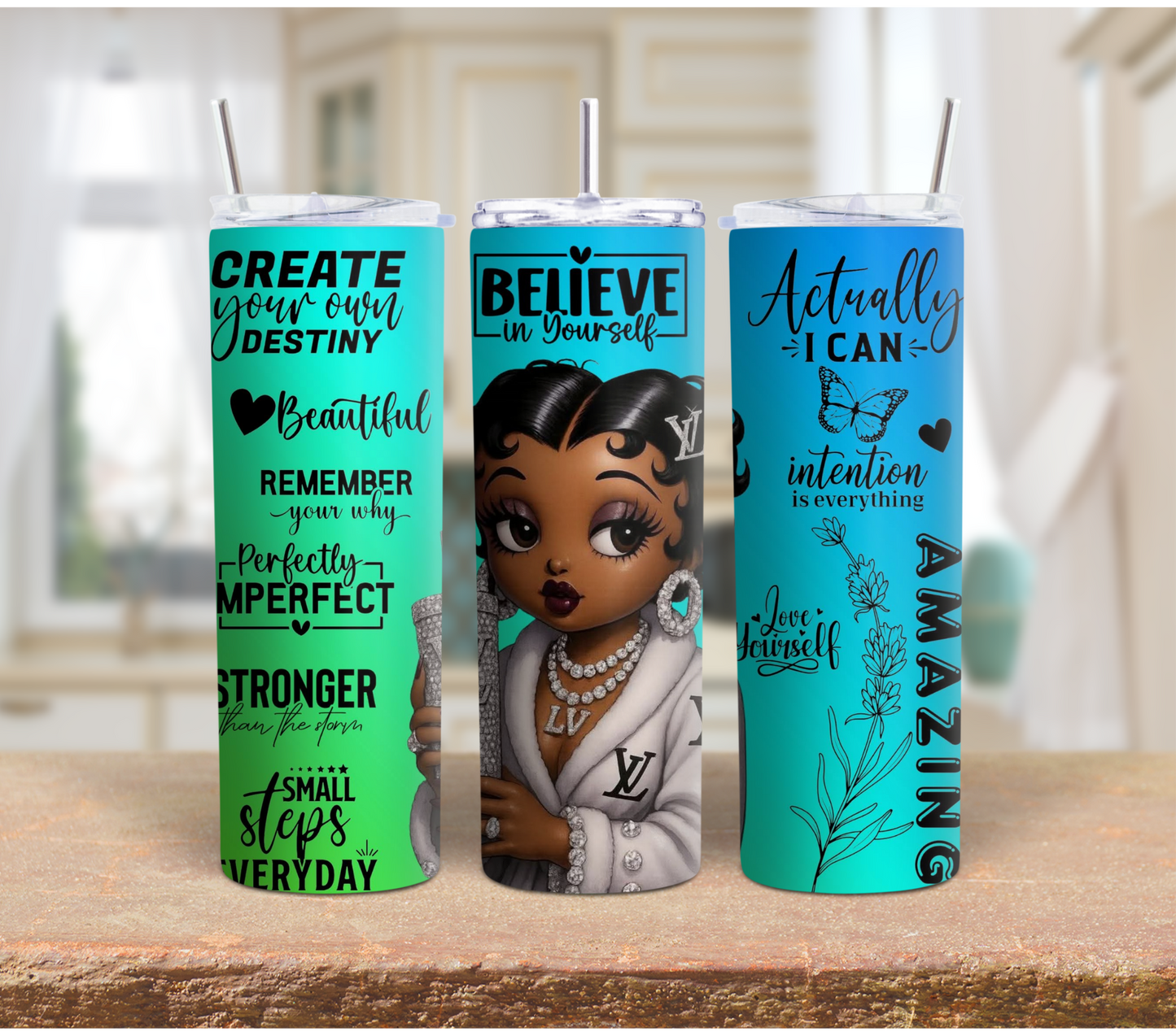 She Is Motivational 20oz Tumbler – Inspirational Stainless Steel Insulated Cup with Lid & Straw