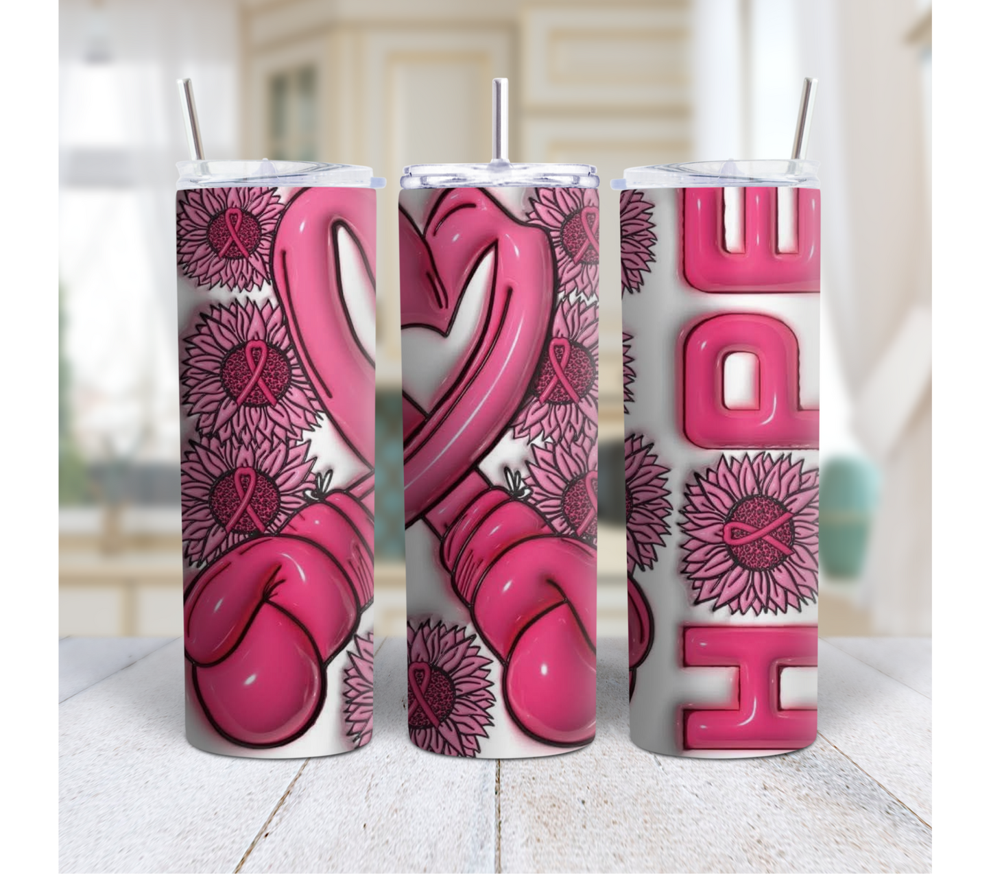Breast Cancer Awareness 20oz Stainless Steel Tumbler – Pink Ribbon Support Gift