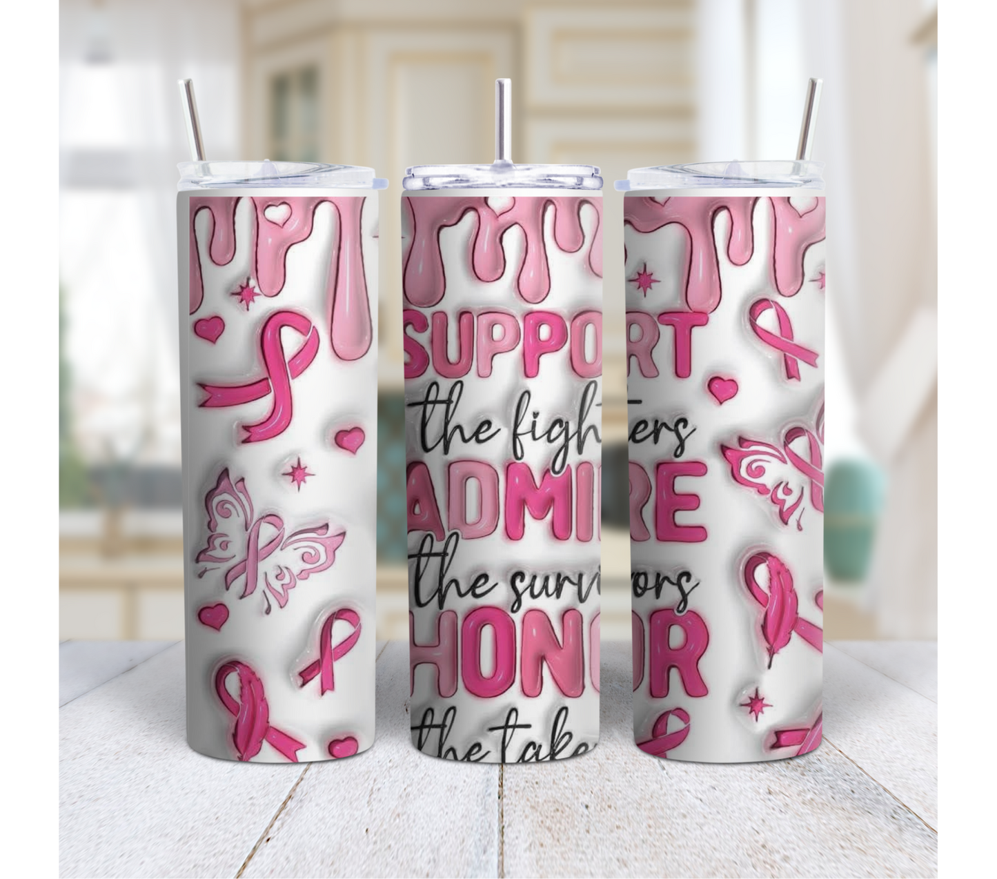 Breast Cancer Awareness 20oz Stainless Steel Tumbler – Pink Ribbon Support Gift